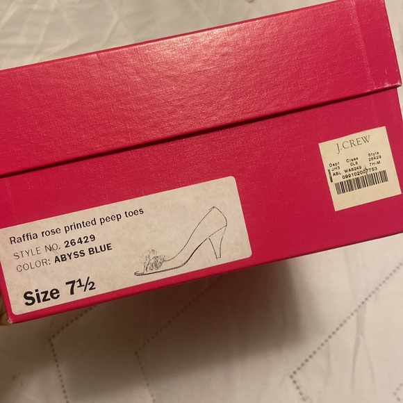 Jcrew raffia printed peep toes blue print - Picture 5 of 5